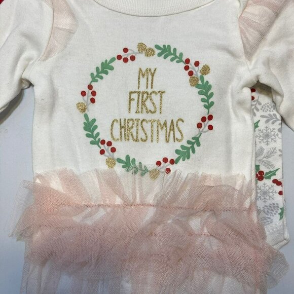 Baby Kiss My First Christmas 3-Piece Cotton Tulle Holly Red One Pieces-3… - Picture 3 of 12